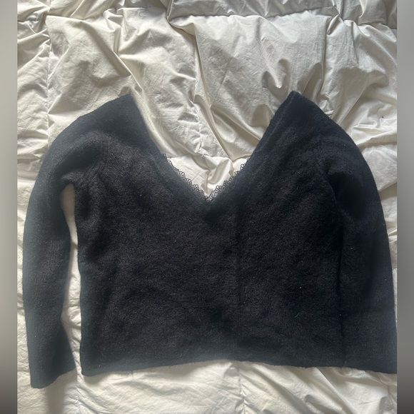 Sezane Black V Neck Sweater - Picture 2 of 4